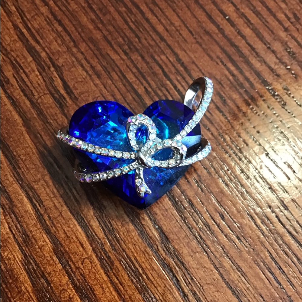 Qianse Large Blue Swarovski Crystal Heart